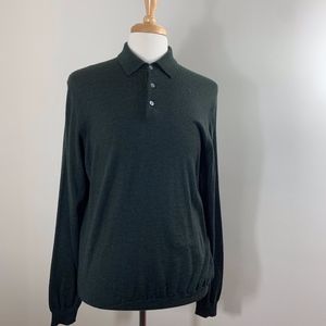 Brooks Brothers Green 3-Button Merino Wool Sweater